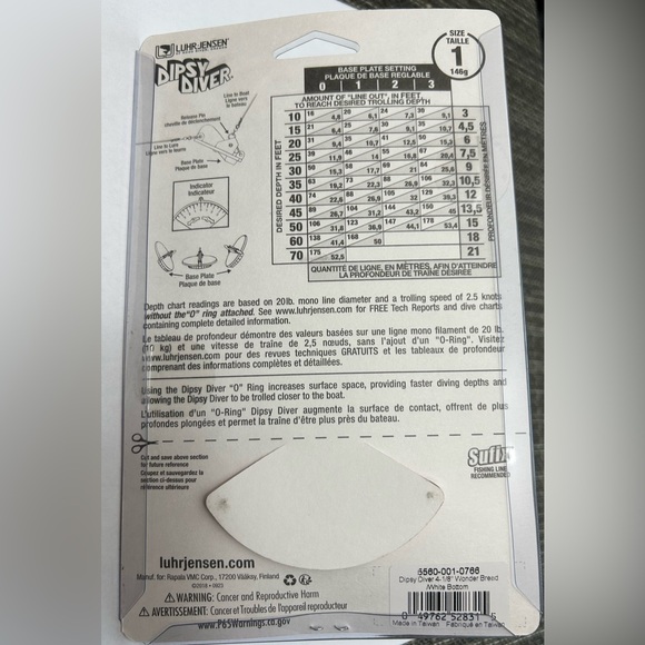 Dipsy Diver Trolling Diver - White with Multicolor Accents, Size 1, 146g, NWT - Picture 2 of 2